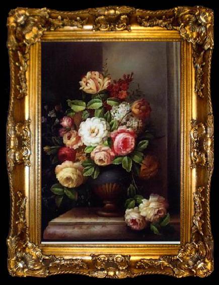 framed  unknow artist Floral, beautiful classical still life of flowers.079, ta009-2